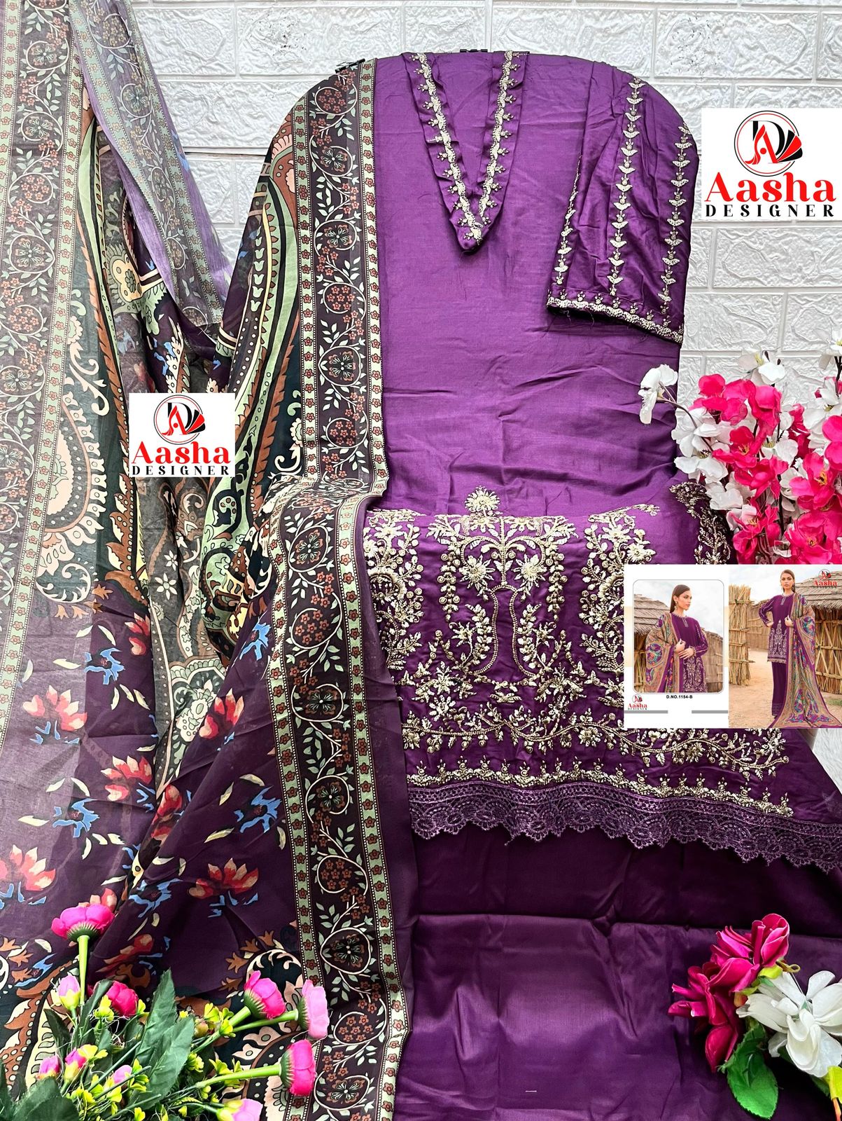 Aasha 1154 B To C Heavy Rayon Embroidery Pakistani Suits Orders In India